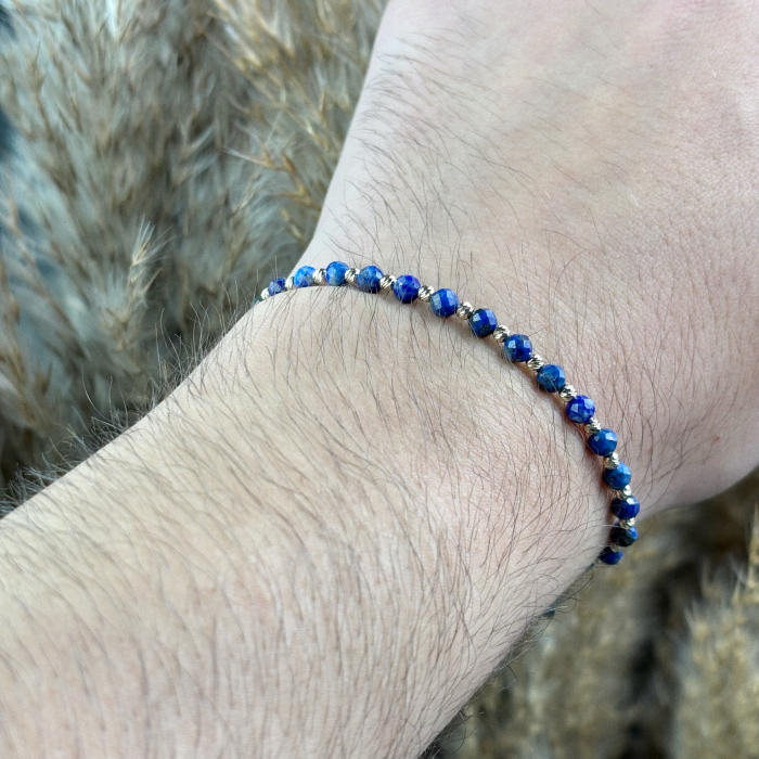 Bratara cu bile din AUR 14K si Lapis Lazuli [3]