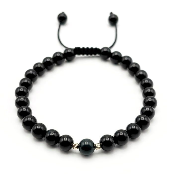 Bratara cu bile din AUR 14K si pietre naturale Onix si Agat Indian [1]