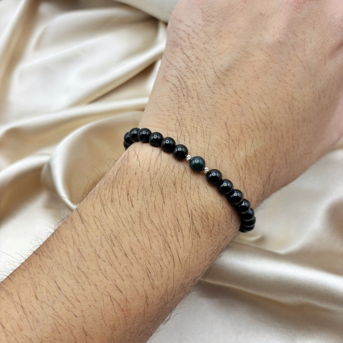 Bratara cu bile din AUR 14K si pietre naturale Onix si Agat Indian [2]