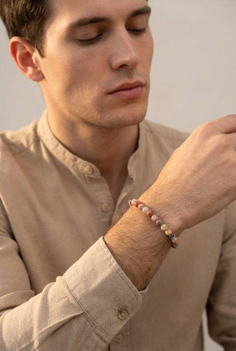 Bratara cu Pietre Semipretioase Agat de 6mm, unisex [2]