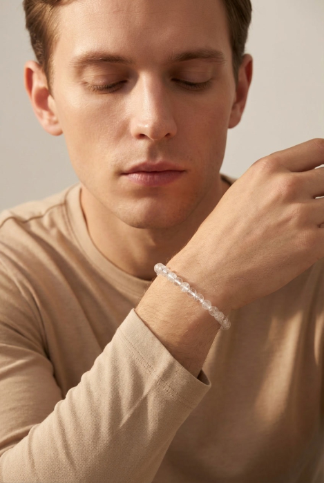 Bratara cu Pietre Semipretioase Cristal de Stanca de 6mm, unisex [3]