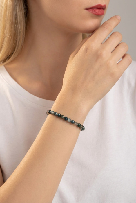 Bratara cu Pietre Semipretioase Agat Indian de 6mm, unisex [2]