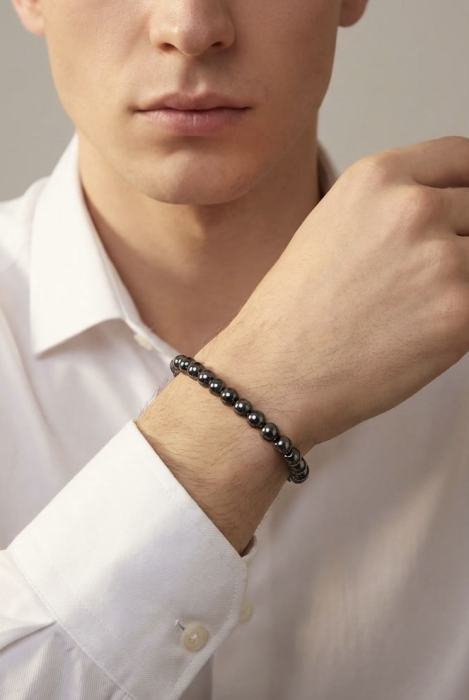 Bratara cu Pietre Semipretioase Hematit de 6mm, unisex [3]