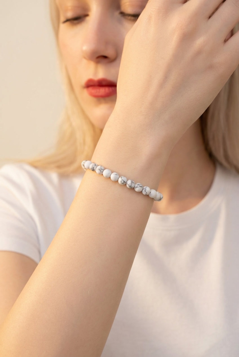 Bratara cu Pietre Semipretioase Howlit de 6mm, unisex [2]