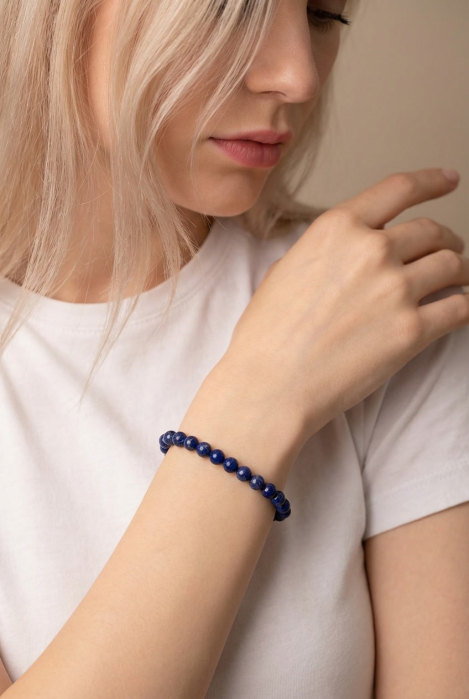 Bratara cu Pietre Semipretioase Lapis Lazuli de 6mm, unisex [2]
