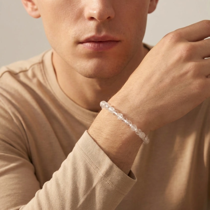 Bratara cu Pietre Semipretioase Naturale Cristal de Stanca de 6mm, unisex [3]