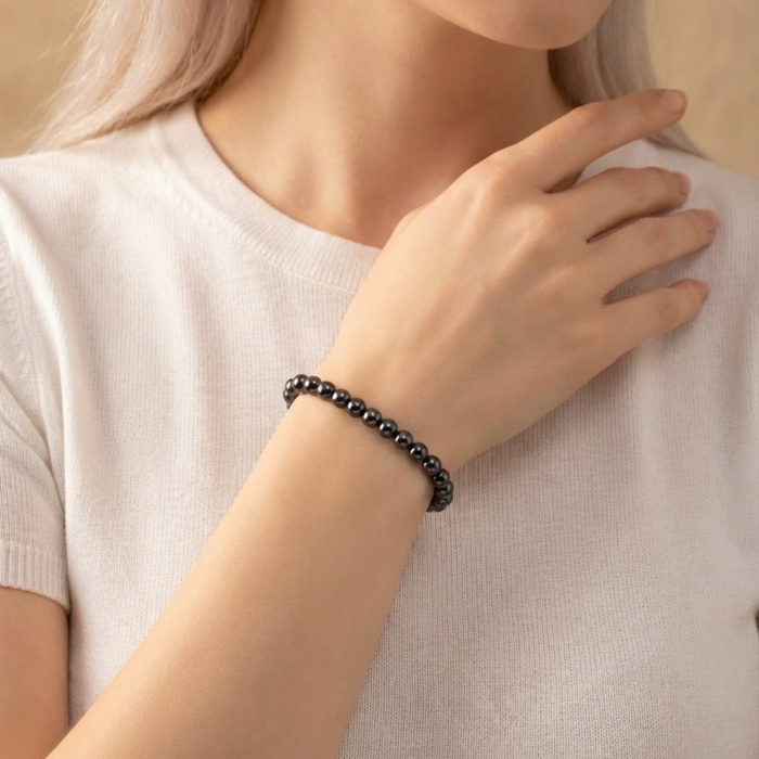 Bratara cu Pietre Semipretioase Naturale Hematit de 6mm, unisex [3]