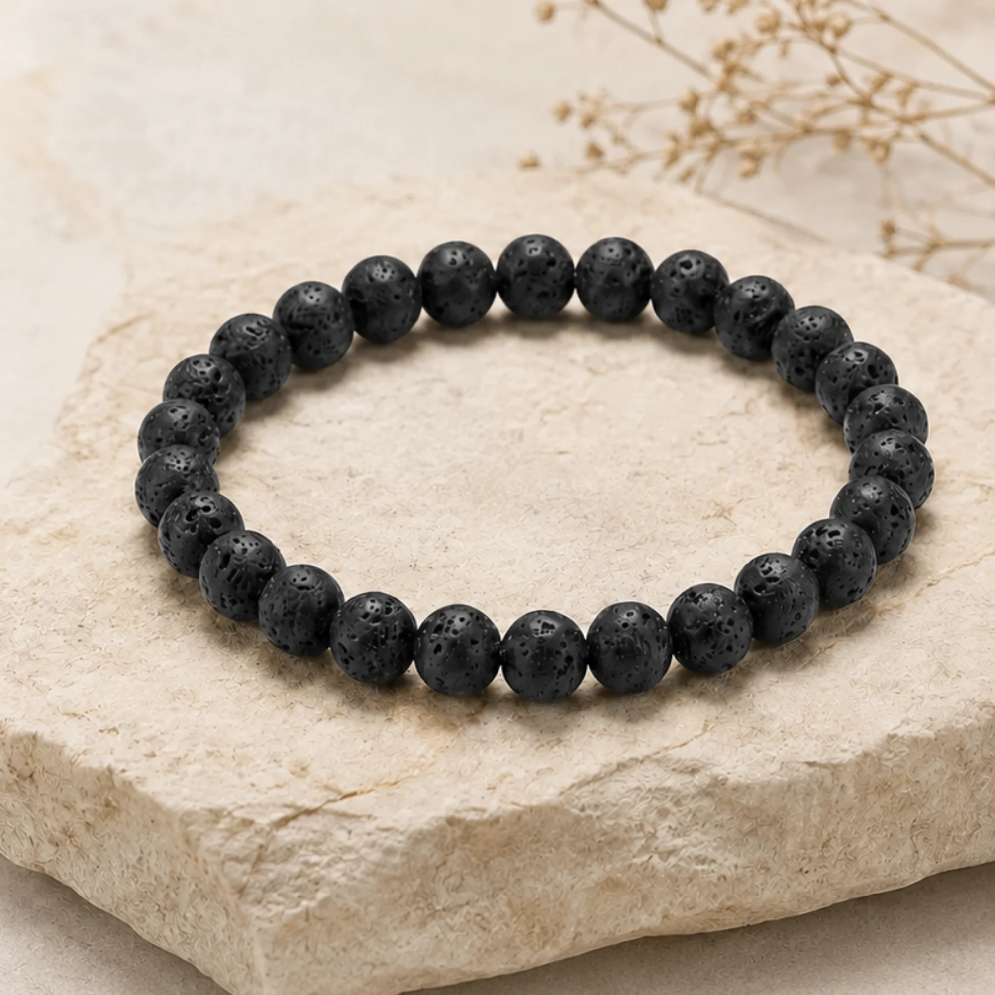 Bratara cu Pietre Semipretioase Naturale Lava de 6mm, unisex [2]