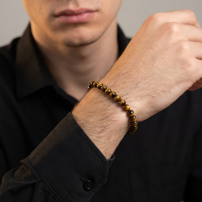 Bratara cu Pietre Semipretioase Naturale Ochi de Tigru de 6mm, unisex [2]