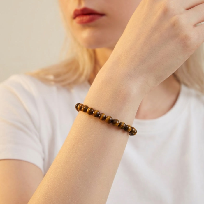 Bratara cu Pietre Semipretioase Naturale Ochi de Tigru de 6mm, unisex [3]