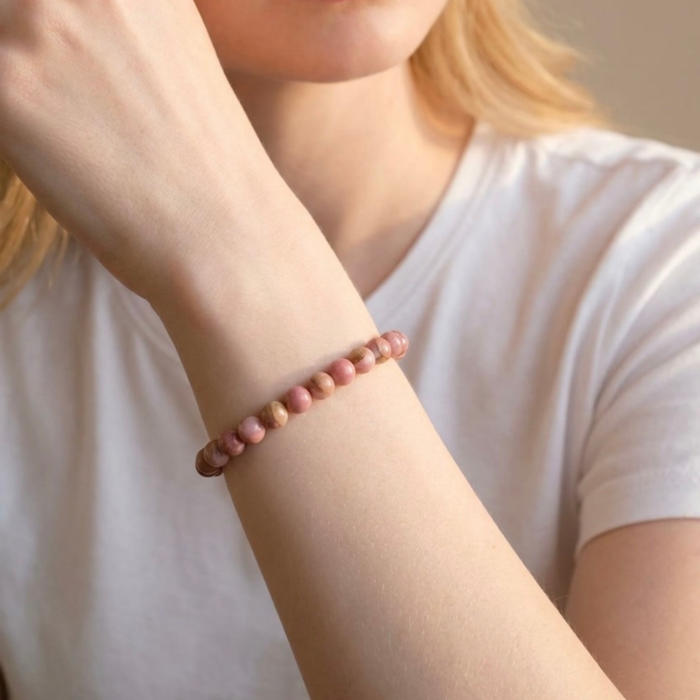Bratara cu Pietre Semipretioase Naturale Rodonit de 6mm, unisex [2]