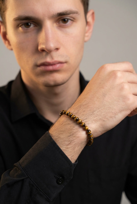 Bratara cu Pietre Semipretioase Ochi de Tigru de 6mm, unisex [3]