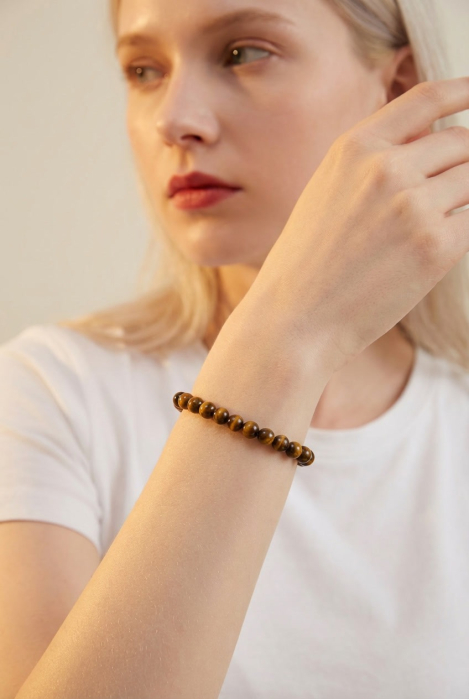 Bratara cu Pietre Semipretioase Ochi de Tigru de 6mm, unisex [2]