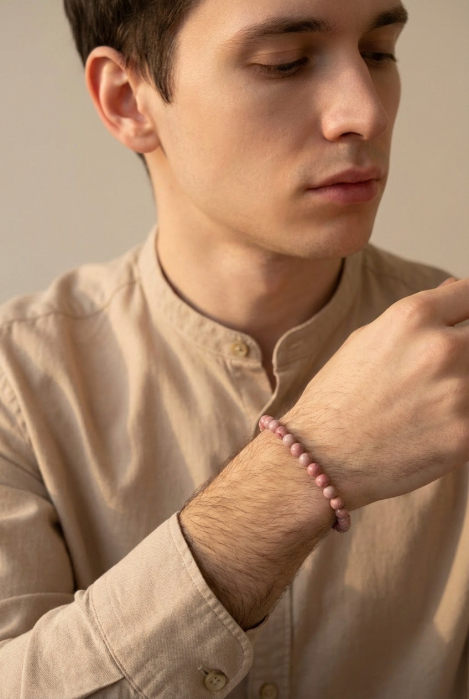 Bratara cu Pietre Semipretioase Rodonit de 6mm, unisex [3]