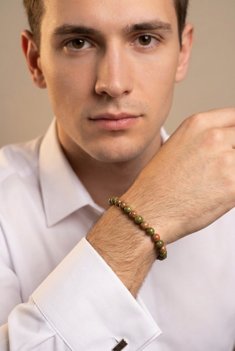 Bratara cu Pietre Semipretioase Unakit de 6mm, unisex [3]