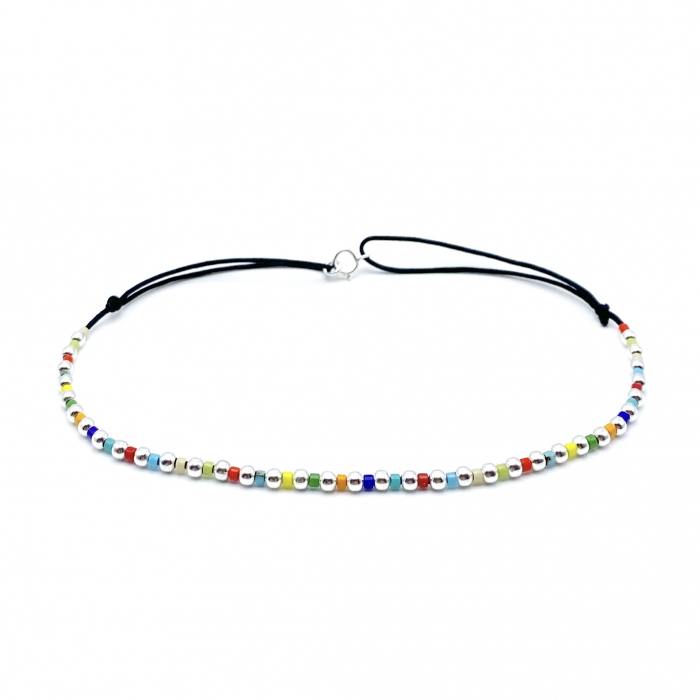 Bratara pentru Picior cu bile din Argint 925 si margele multicolor [1]