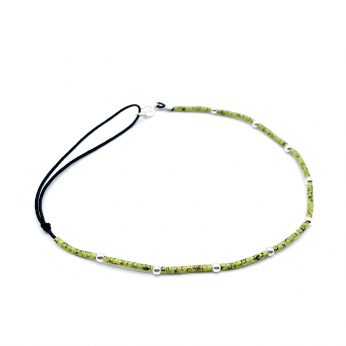 Bratara pentru Picior cu bile din Argint 925 si margele verde kiwi [1]