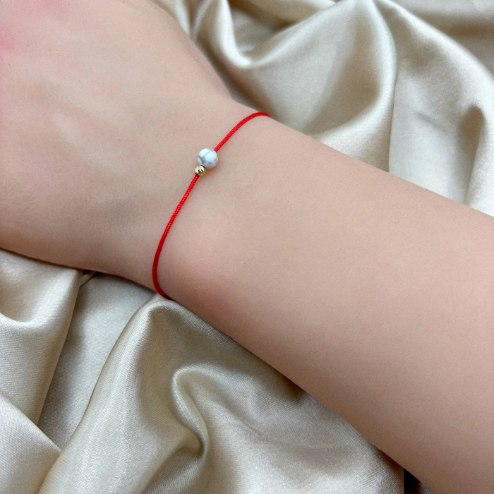 Brățară Mărțișor cu biluță din AUR 14K și Howlit [2]