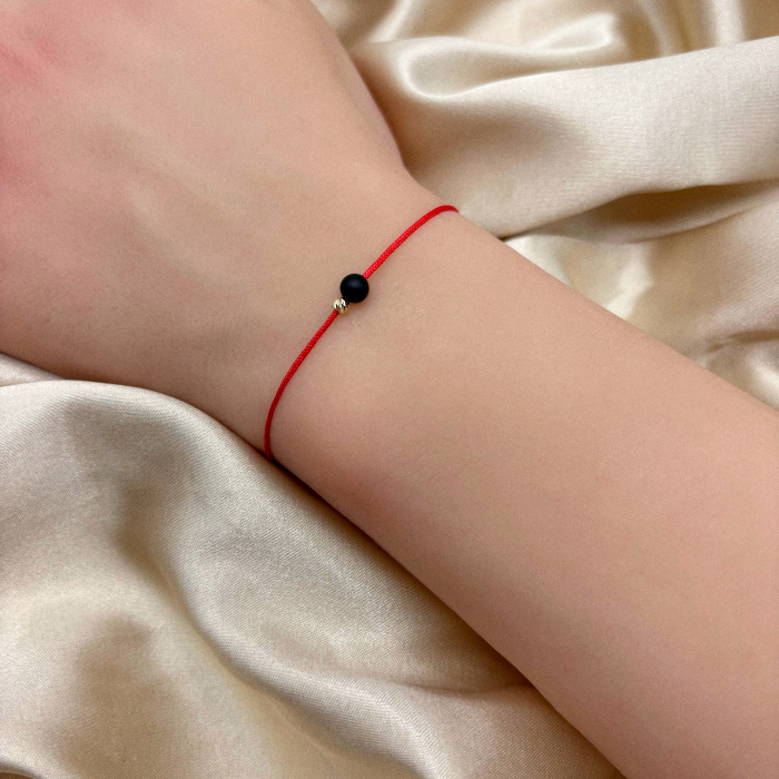 Brățară Mărțișor cu biluță din AUR 14K și Onix mat [2]
