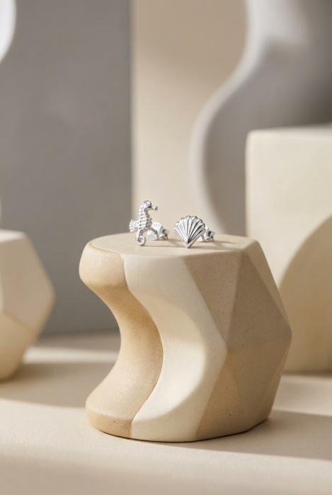 Cercei din Argint 925 Calut de Mare si Scoica [2]