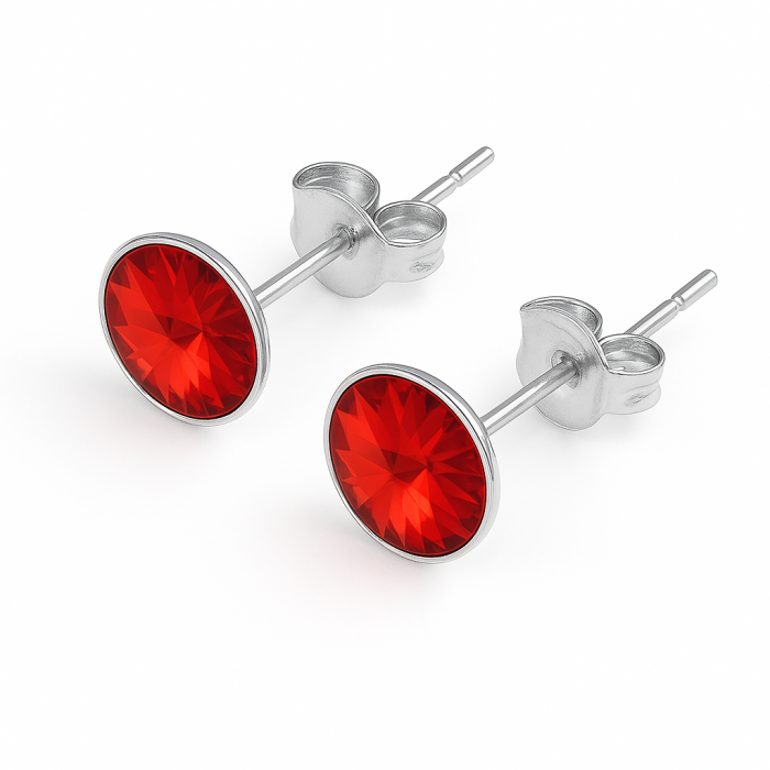 Cercei din Argint 925 cu Cristale Swarovski Rosii [2]