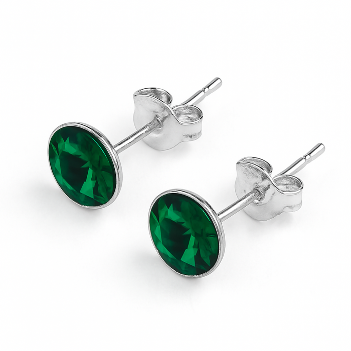 Cercei din Argint 925 cu Cristale Swarovski Verde Inchis [2]