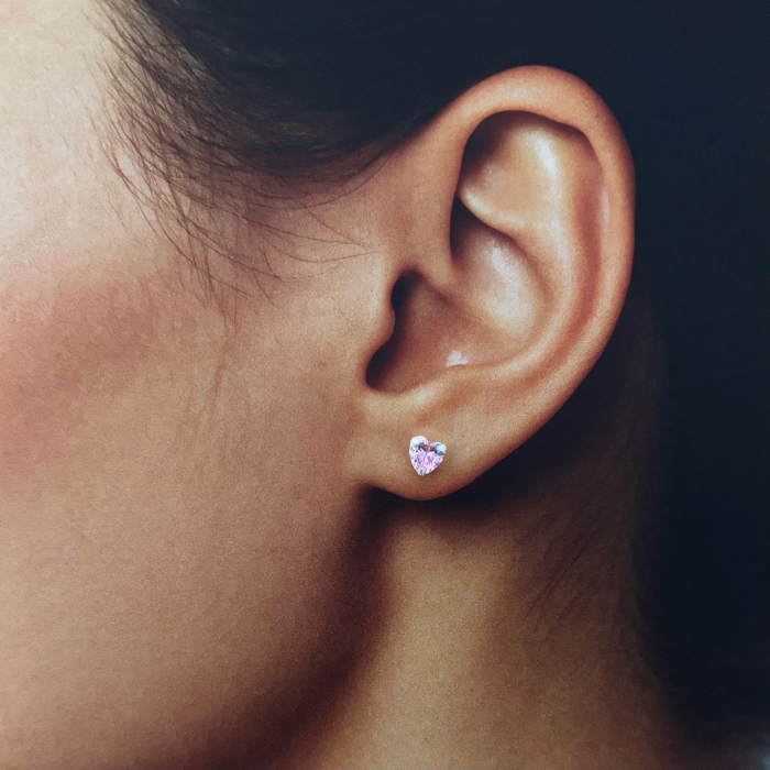 Cercei din Argint 925 cu Inimi de Cristal Roz [3]