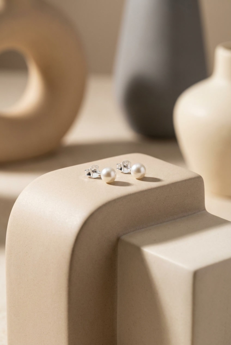 Cercei din Argint 925 cu Perle Naturale 6mm [3]