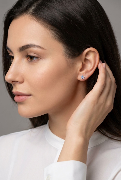 Cercei din Argint 925 cu Stelute de Cristal Lavanda [3]