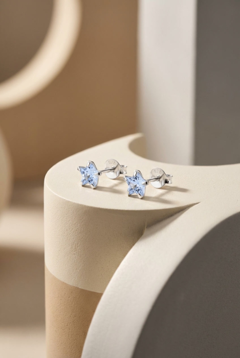 Cercei din Argint 925 cu Stelute de Cristal Lavanda [2]