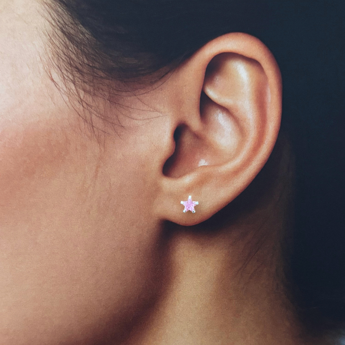 Cercei din Argint 925 cu Stelute de Cristal Roz [3]