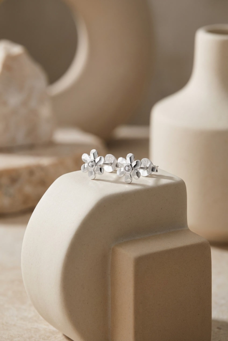 Cercei din Argint 925 Flori cu Cristale [2]