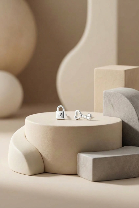 Cercei din Argint 925 Lacat si Cheie [2]