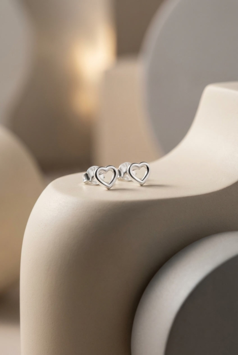 Cercei din Argint 925 Mini Inimioare Decupate [2]