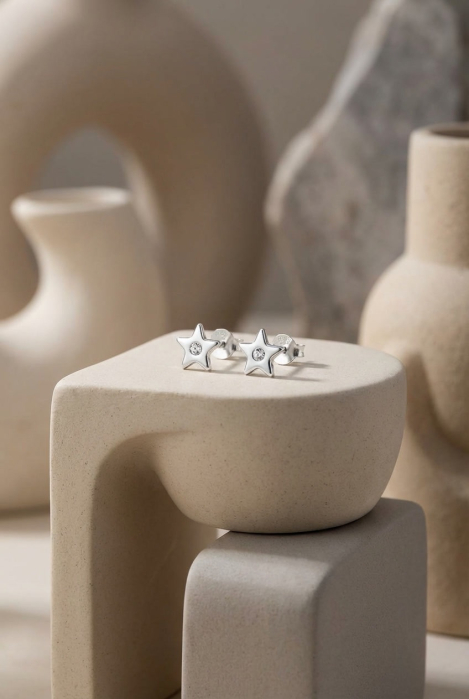 Cercei din Argint 925 Mini Stelute cu Cristale [2]