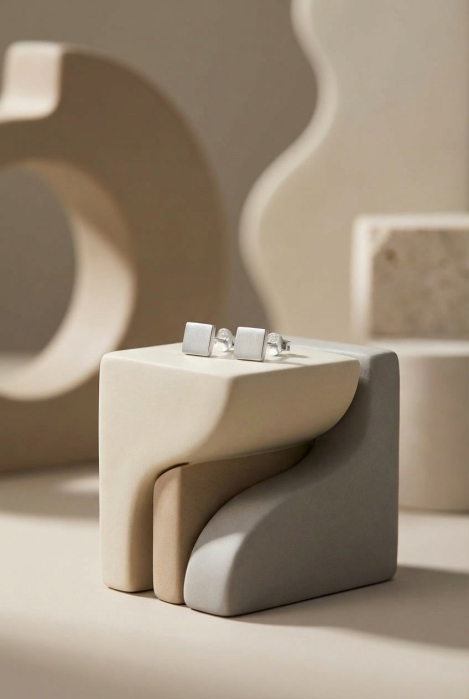 Cercei din Argint 925 Patrat Texturat [2]