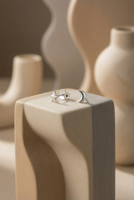 Cercei din Argint 925 Semiluna si Stea [2]