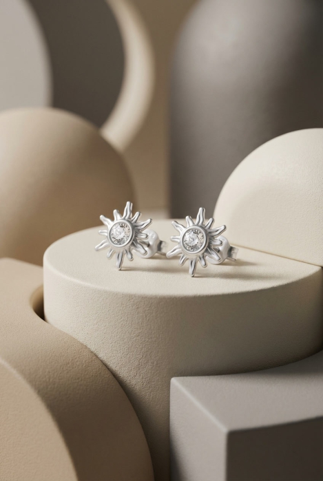 Cercei din Argint 925 Soare cu Cristale [2]