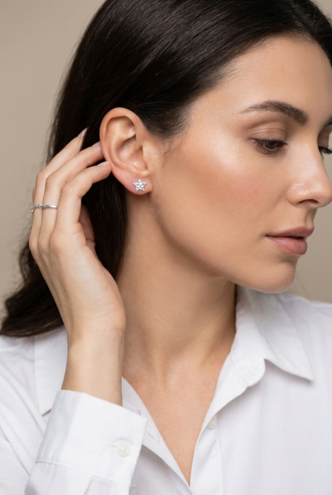 Cercei din Argint 925 Stea Texturata [3]