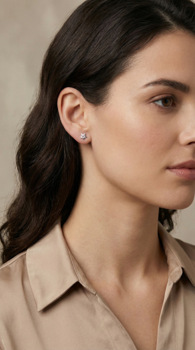 Cercei din Argint 925 Stelute cu Cristale Zirconia Rose [2]