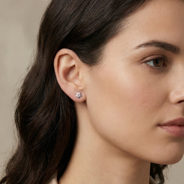 Cercei din Argint 925 Stelute cu Cristale Zirconia Rose [2]