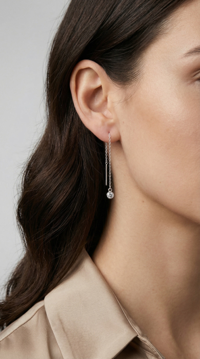 Cercei Lungi din Argint 925 cu Lant si Cristale Zirconia [2]