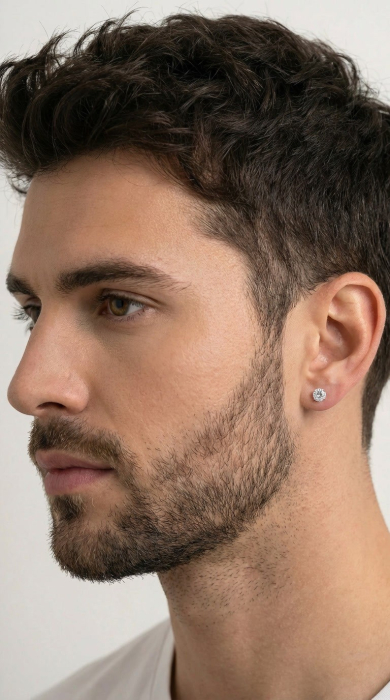 Cercei Pentru Barbati din Argint 925 cu Cristale Zirconia Argintii [3]