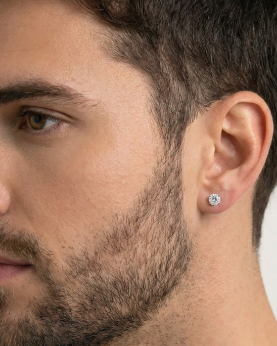 Cercei Pentru Barbati din Argint 925 cu Cristale Zirconia Patrate de 5mm [5]