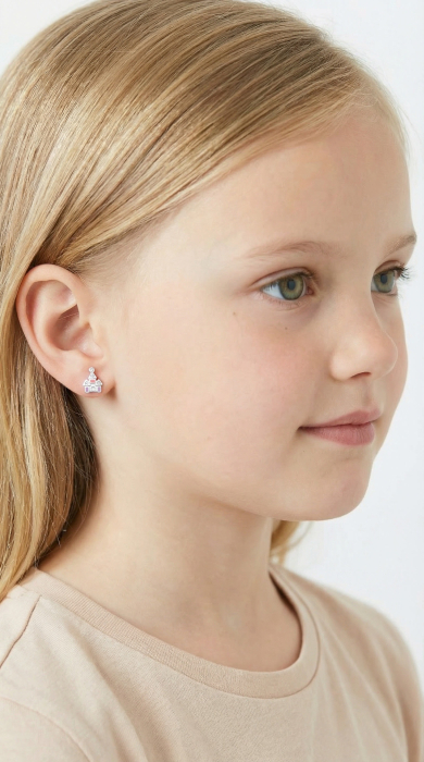 Cercei Pentru Copii cu Castel de Printesa din Argint 925 [2]