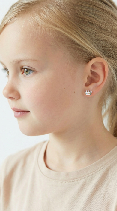 Cercei Pentru Copii cu Coroana din Argint 925 [2]