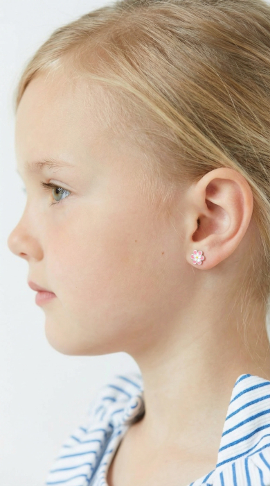 Cercei Pentru Copii cu Flori Roz din Argint 925 [2]