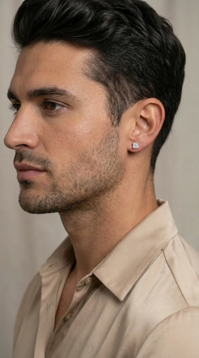 Cercel Pentru Barbati din Argint 925 cu Cristal Zirconia Patrat [2]