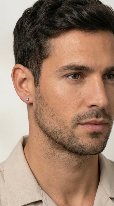 Cercel Pentru Barbati din Argint 925 cu Cristal Zirconia Patrat de 3mm [2]