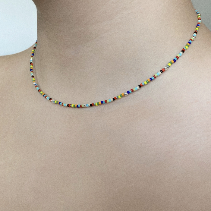 Colier cu bile din Argint 925 si margele Miyuki multicolor [2]